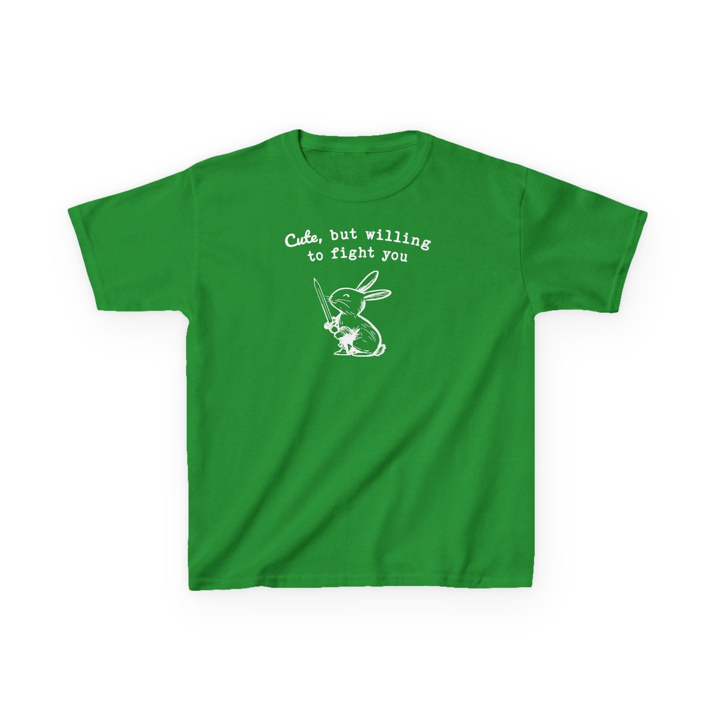 Kids Adorable Bunny with Attitude: Cute but Willing to Fight You Kids Cotton™ Tee in 7 Colors