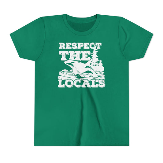 Respect the Locals Orca Design Youth Kids T-Shirt-Back-to-School for Ocean Lovers