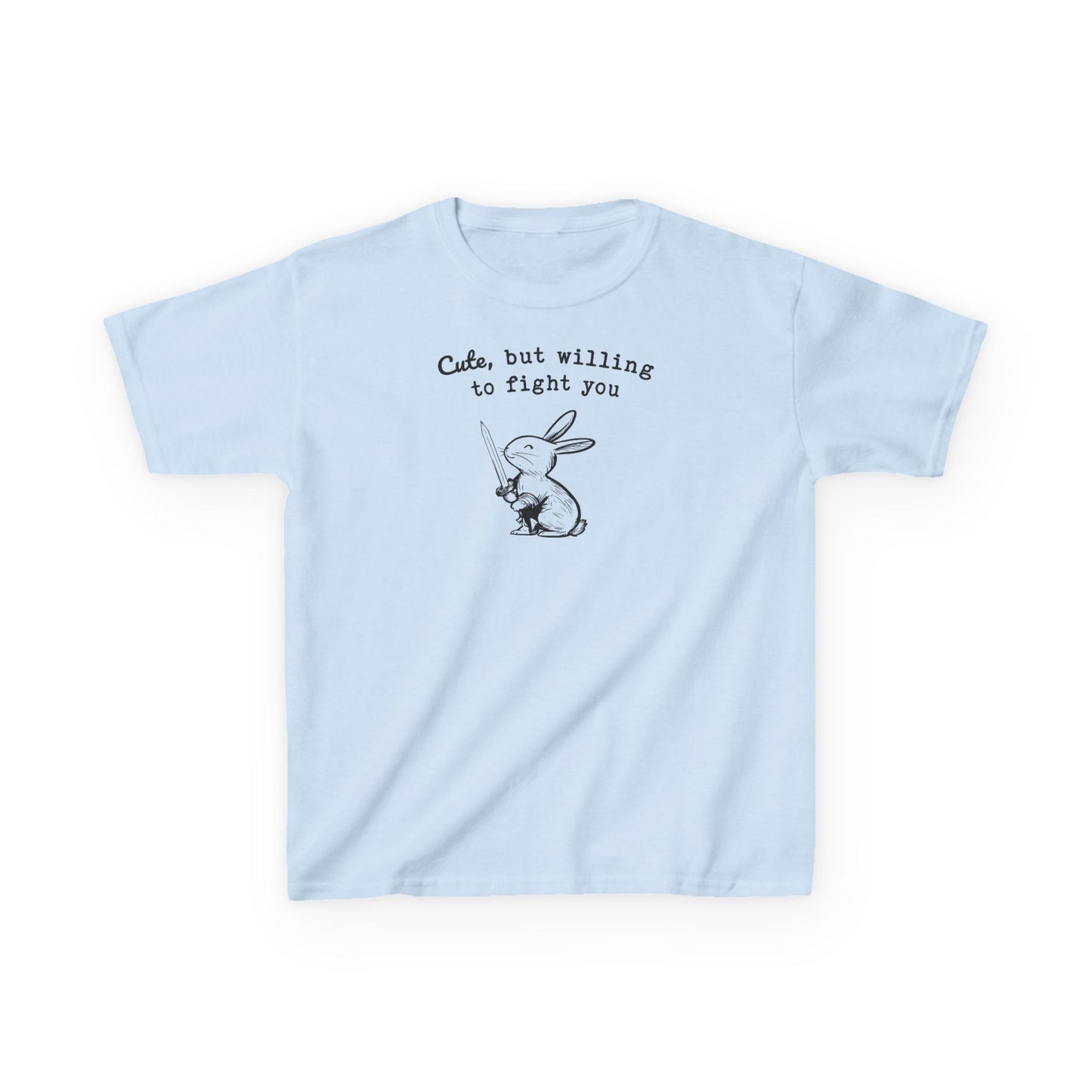 Kids Adorable Bunny with Attitude: Cute but Willing to Fight You Kids Cotton™ Tee in 7 Colors