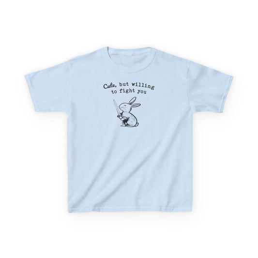 Kids Adorable Bunny with Attitude: Cute but Willing to Fight You Kids Cotton™ Tee in 7 Colors
