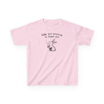 Kids Adorable Bunny with Attitude: Cute but Willing to Fight You Kids Cotton™ Tee in 7 Colors