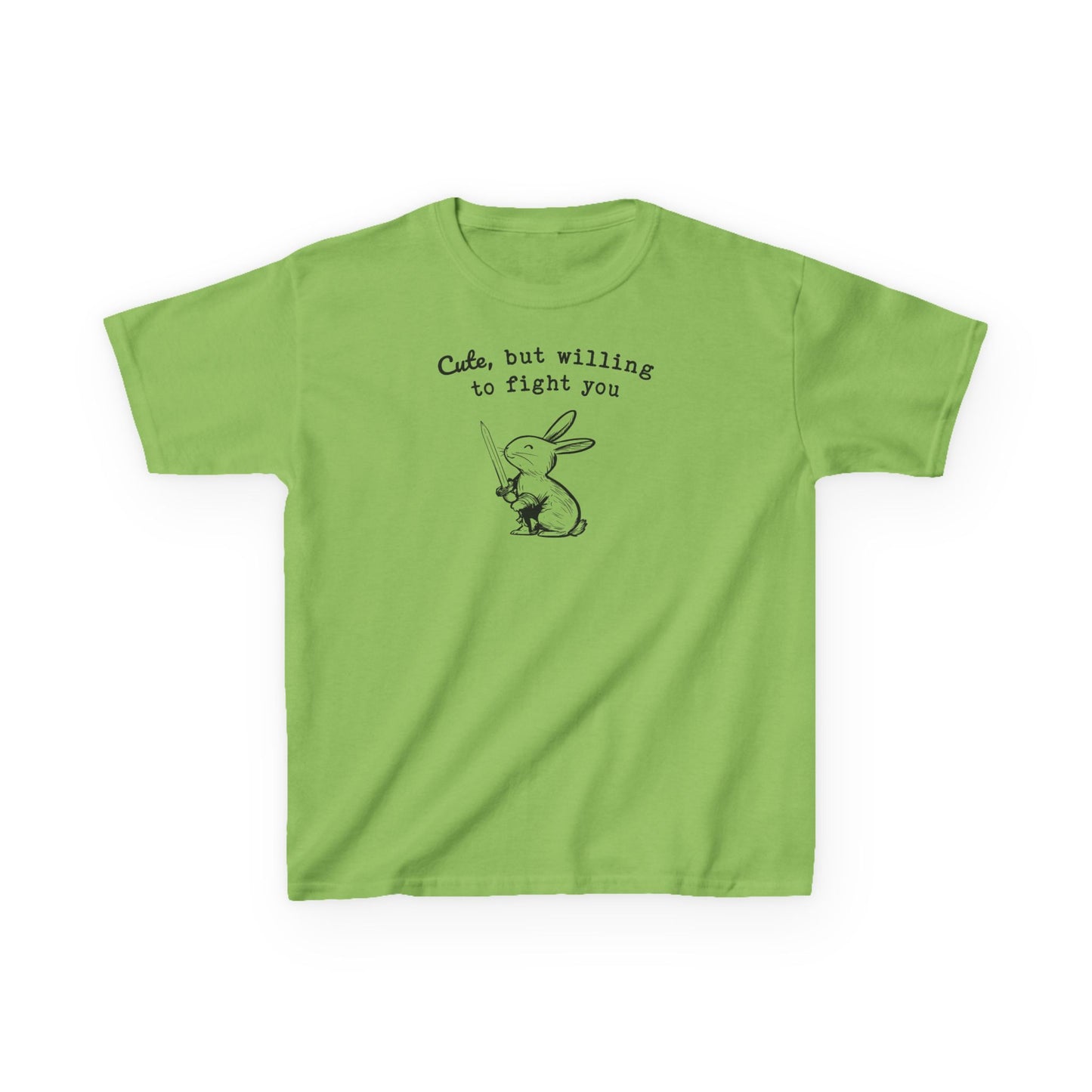 Kids Adorable Bunny with Attitude: Cute but Willing to Fight You Kids Cotton™ Tee in 7 Colors