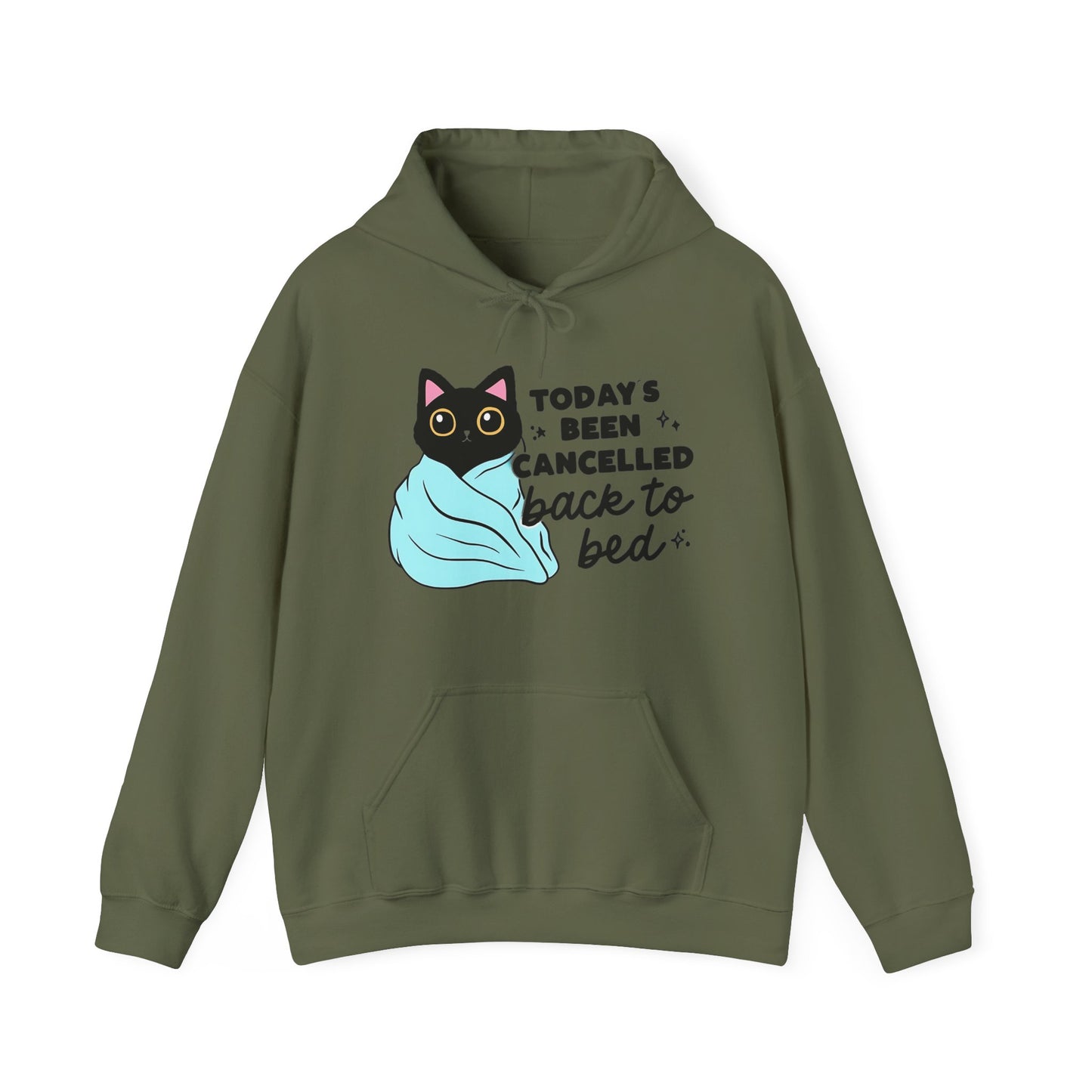 Cozy Cat Hoodie Todays Been Cancelled Perfect Gift for Introverts Gildan Unisex 18500