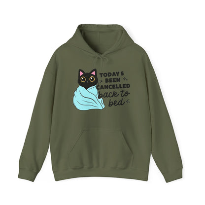 Cozy Cat Hoodie Todays Been Cancelled Perfect Gift for Introverts Gildan Unisex 18500