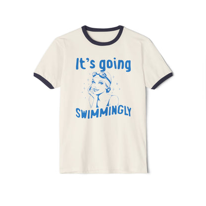 Retro "It's Going Swimmingly" Unisex Ringer T-Shirt - 3 Colors Available