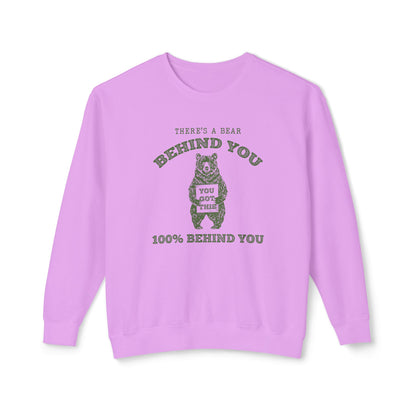 There is a Bear Behind You Unisex Comfort Colors Lightweight Crewneck Sweatshirt in 7 Colors