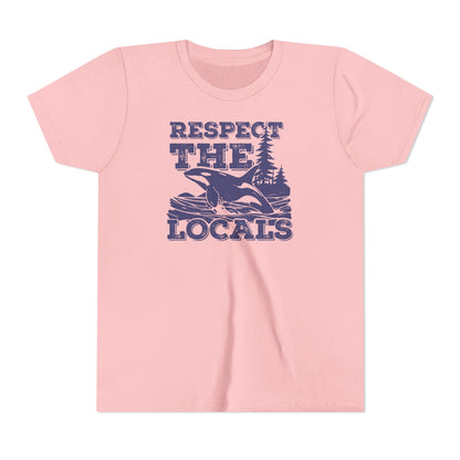 Respect the Locals Orca Design Youth Kids T-Shirt-Back-to-School for Ocean Lovers