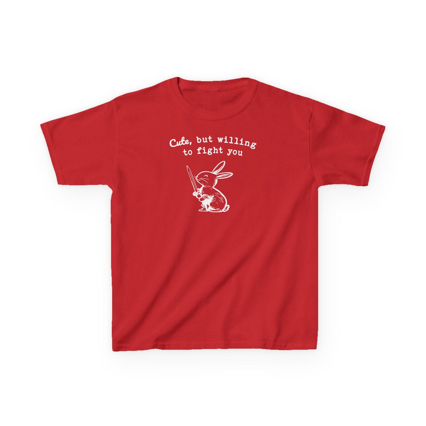 Kids Adorable Bunny with Attitude: Cute but Willing to Fight You Kids Cotton™ Tee in 7 Colors