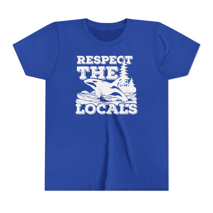 Respect the Locals Orca Design Youth Kids T-Shirt-Back-to-School for Ocean Lovers