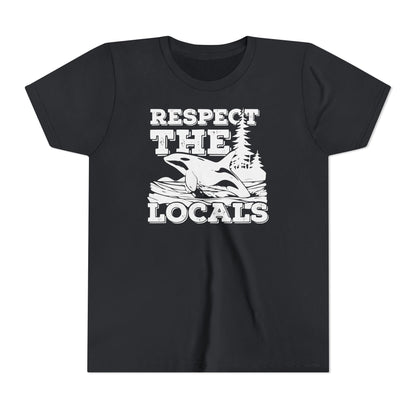 Respect the Locals Orca Design Youth Kids T-Shirt-Back-to-School for Ocean Lovers
