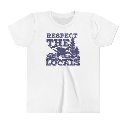 Respect the Locals Orca Design Youth Kids T-Shirt-Back-to-School for Ocean Lovers