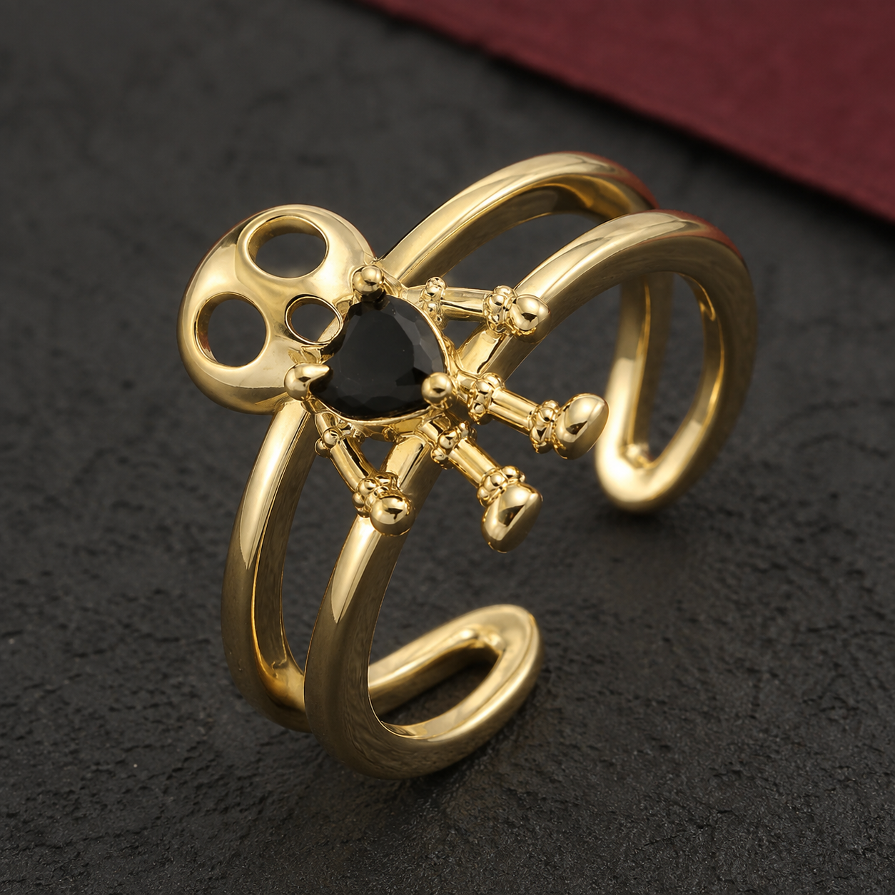 Dead Cute Gold Skeleton Rings Included Gift Bag Ring Gift Box, & CWS Sticker
