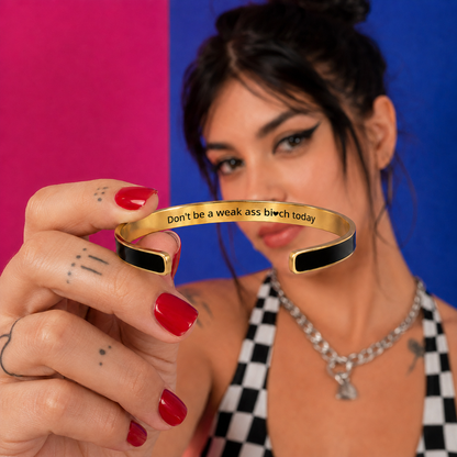 Black & Gold Hidden Message Cuff Bracelet Black Gift Box Included
