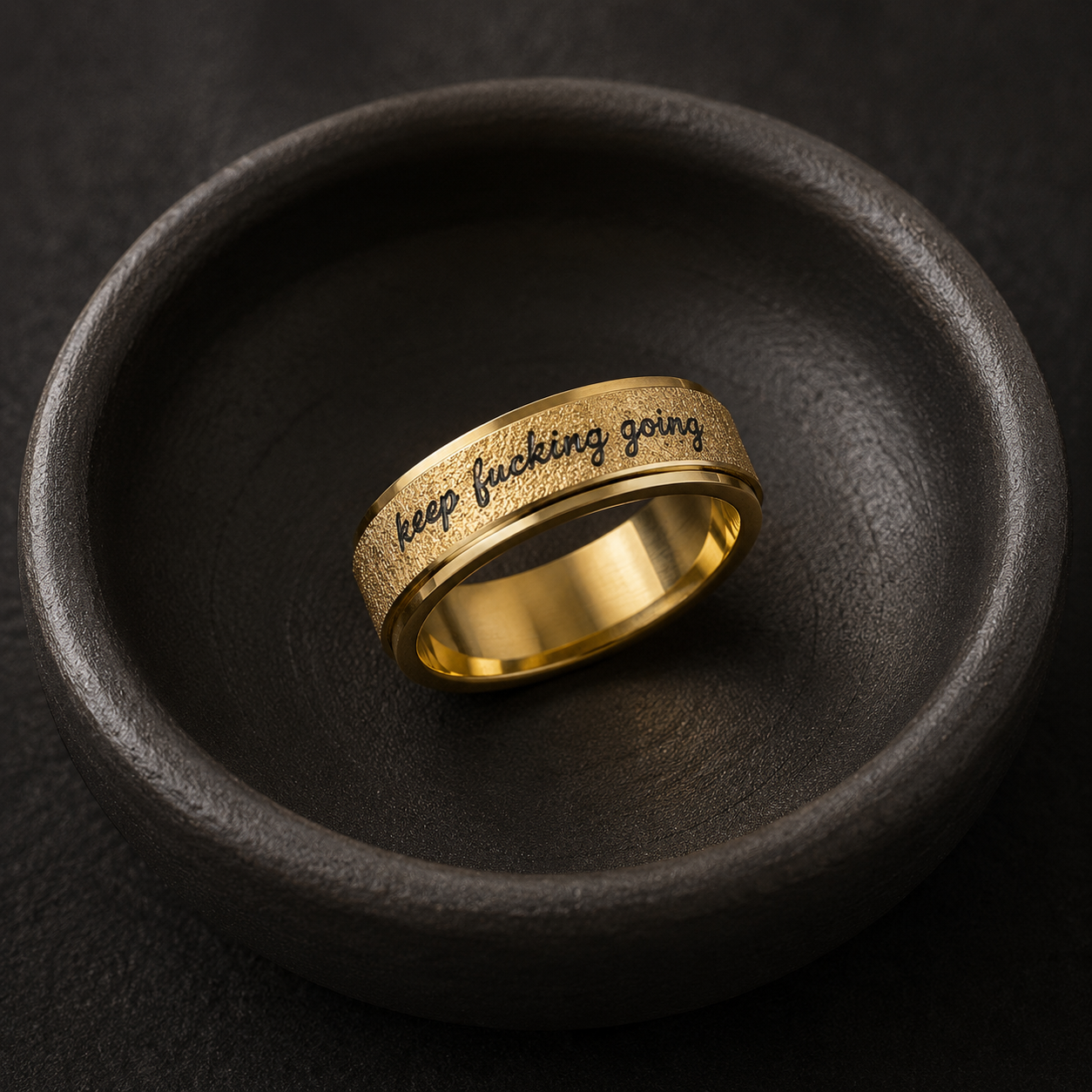 Keep Fucking Going Gold Spinner Ring Includes Gift Bag, Ring Gift Box, & CWS Sticker