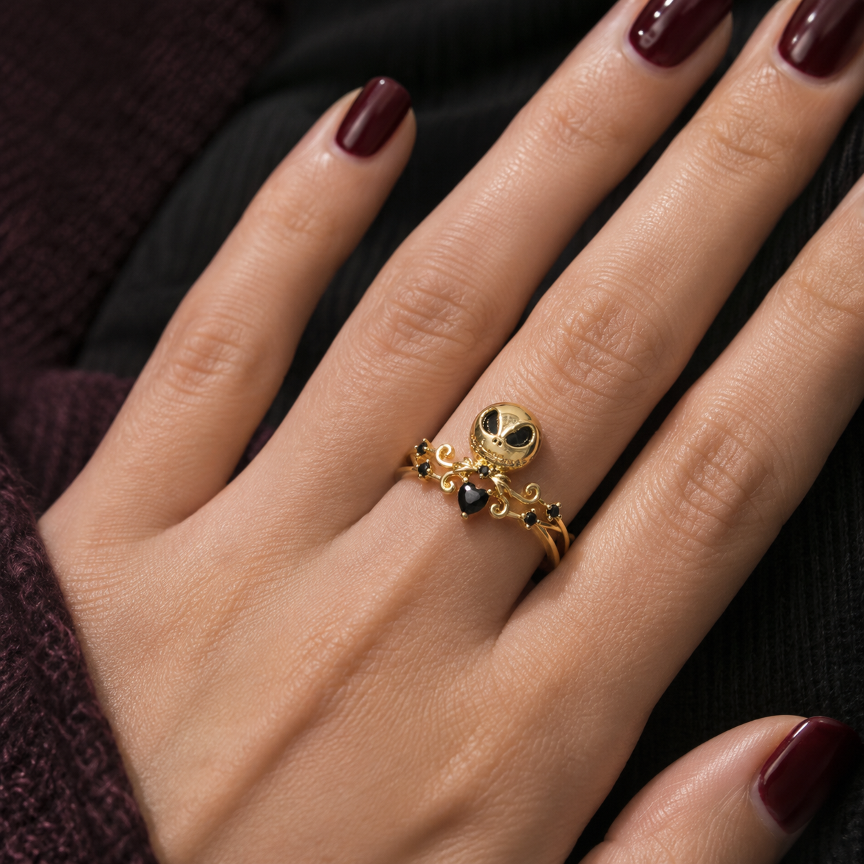 Dead Cute Gold Skeleton Rings Included Gift Bag Ring Gift Box, & CWS Sticker