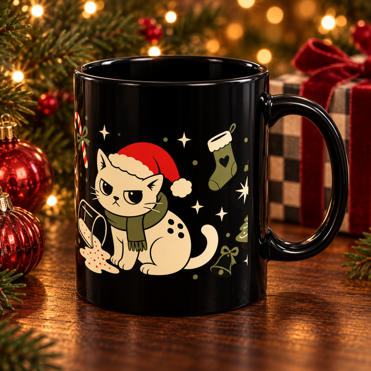 Naughty Cat Christmas Mug – “Naughty or Nice” Holiday Coffee Cup