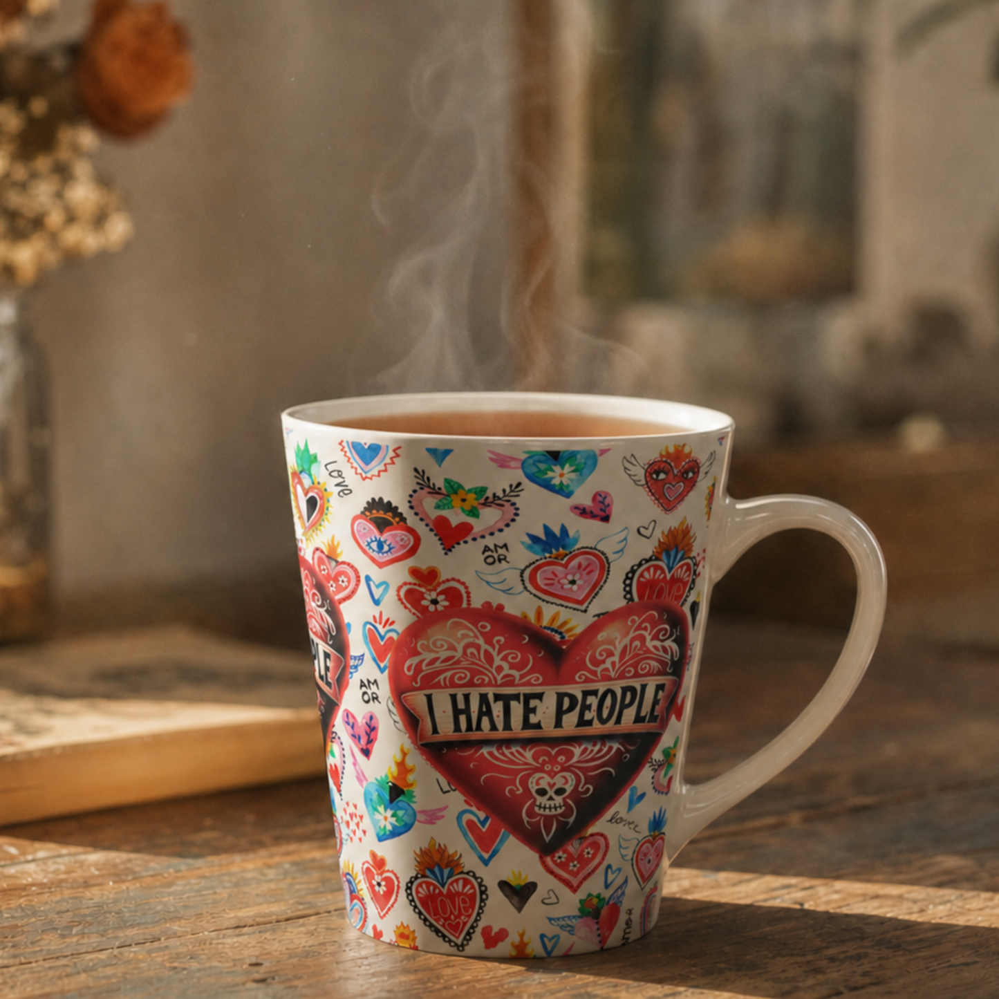 I Hate People Sacred Heart Latte 12 oz Ceramic Mug