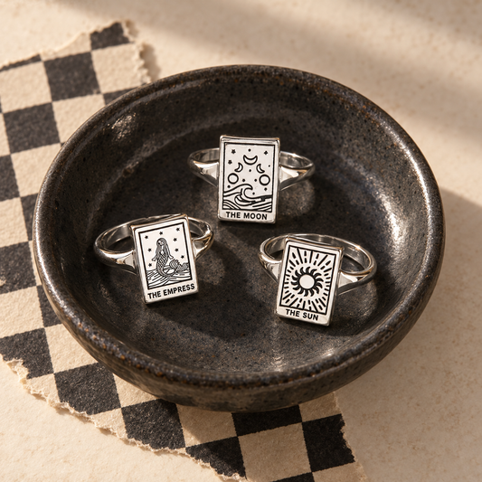 3 Piece Celestial Tarot Adjustable Ring Set Gift-Packaging Included