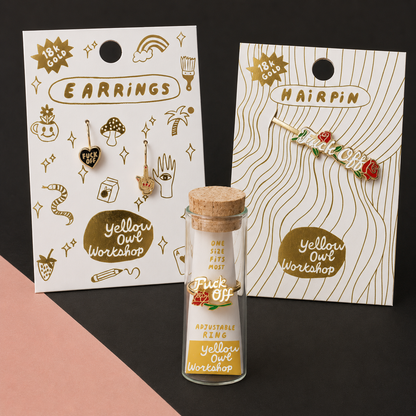 Rose Fuck Off in Style Collection | Ring, Hairpin & Earrings | Gift Packaging Included
