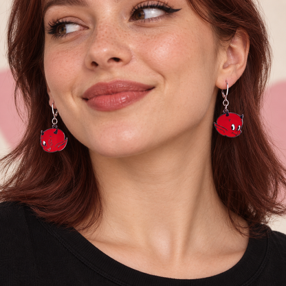 Mismatched Red Devil Earrings | Handmade Retro Kitsch Dangles