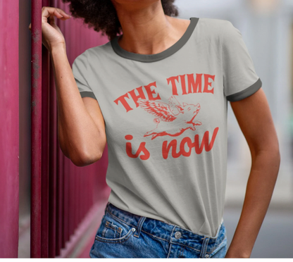Vintage 'The Time is Now' Flying Pig Ringer T-Shirt - Limited Edition Colors