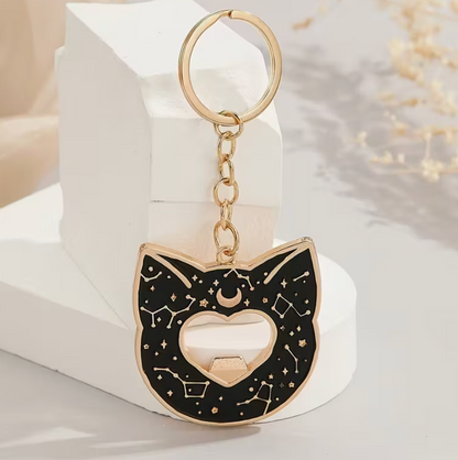 Black Mystic Cat Bottle Opener Keychain