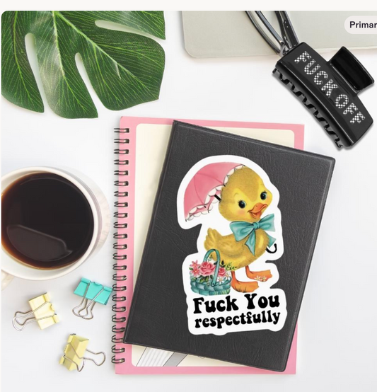 Funny Duck Vinyl Sticker – Sarcastic Retro Waterproof Decal + Bonus Sticker