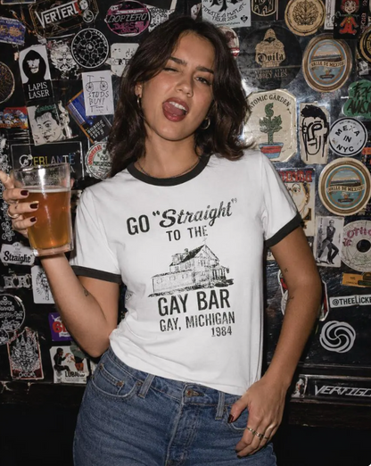 Go Straight to the Gay Bar Shirt Unisex Cotton Ringer T-Shirt