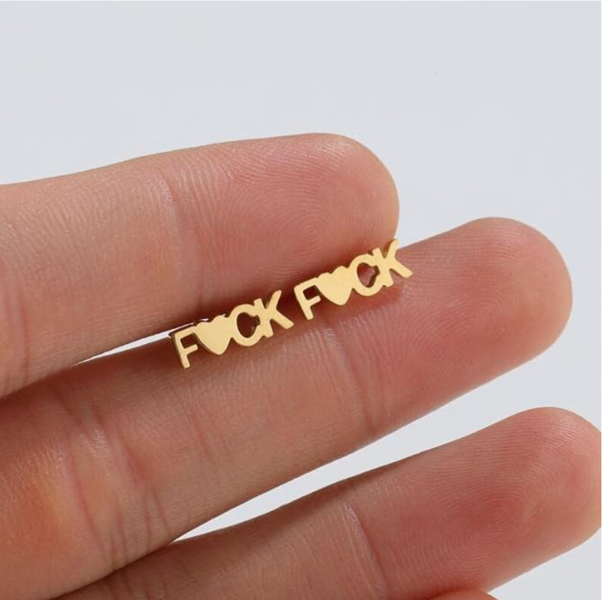 FUCK Heart Stud Earrings