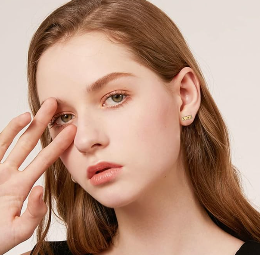 FUCK Heart Stud Earrings