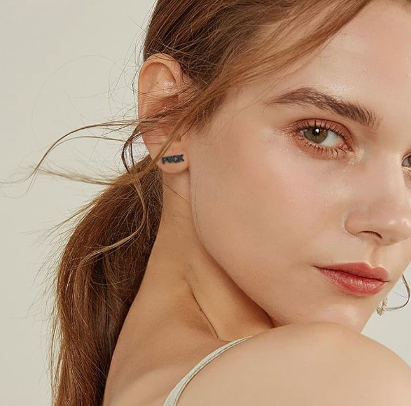 FUCK Heart Stud Earrings