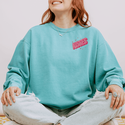 Valentines Kisses Vintage Design Available in Pastel Muted Colors Unisex Garment-Dyed Sweatshirt