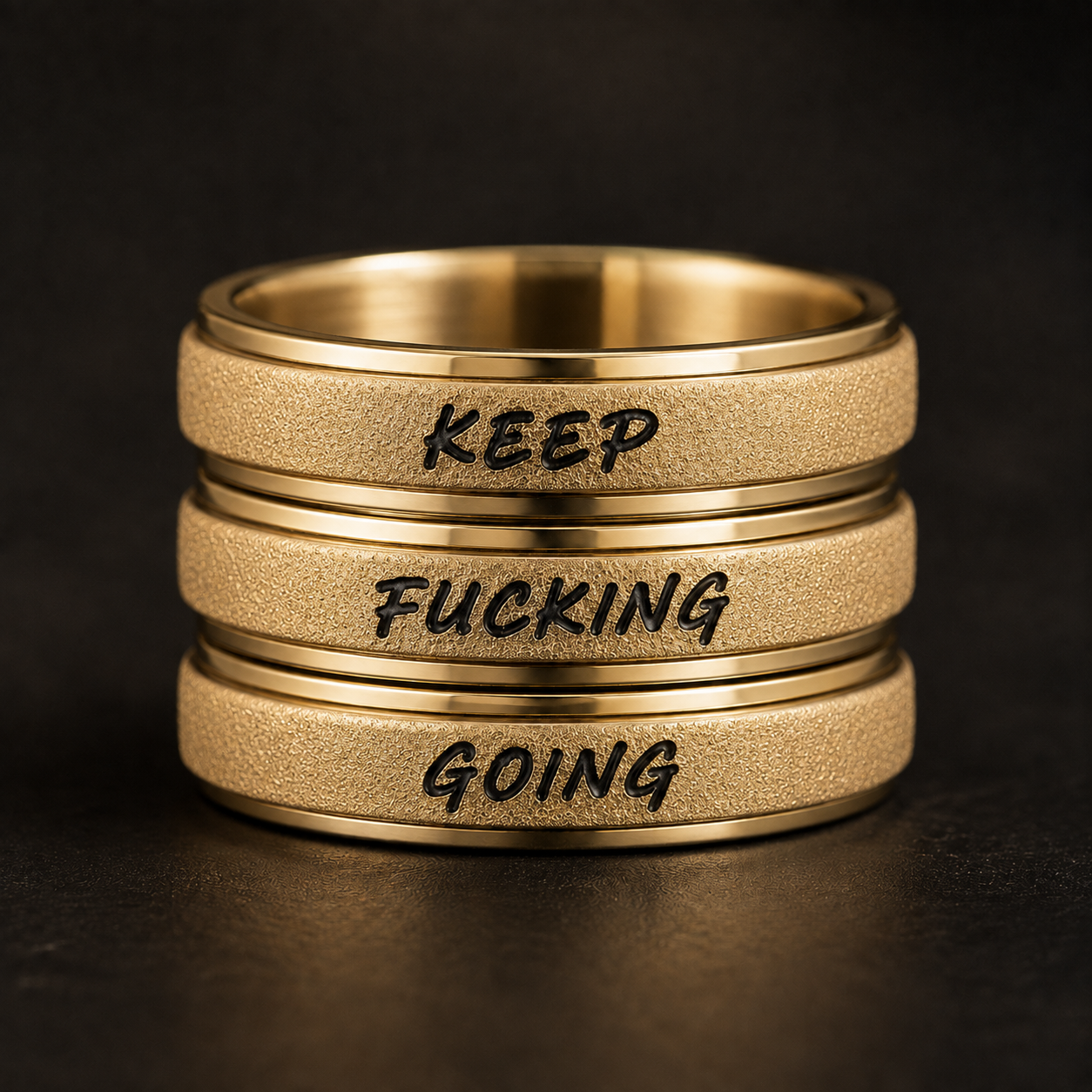 Keep Fucking Going Gold Spinner Ring Includes Gift Bag, Ring Gift Box, & CWS Sticker