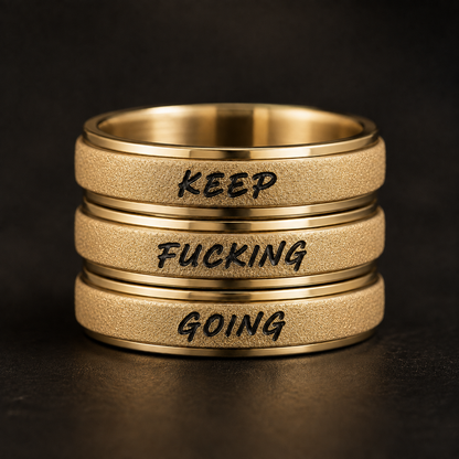 Keep Fucking Going Gold Spinner Ring Includes Gift Bag, Ring Gift Box, & CWS Sticker