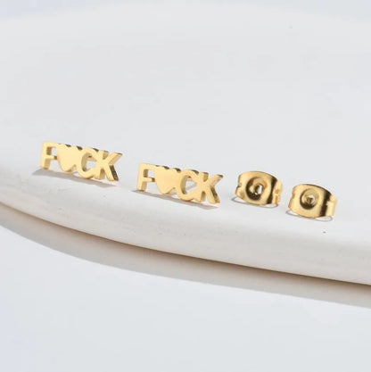 FUCK Heart Stud Earrings
