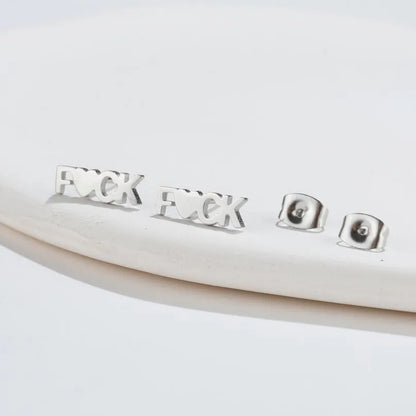 FUCK Heart Stud Earrings