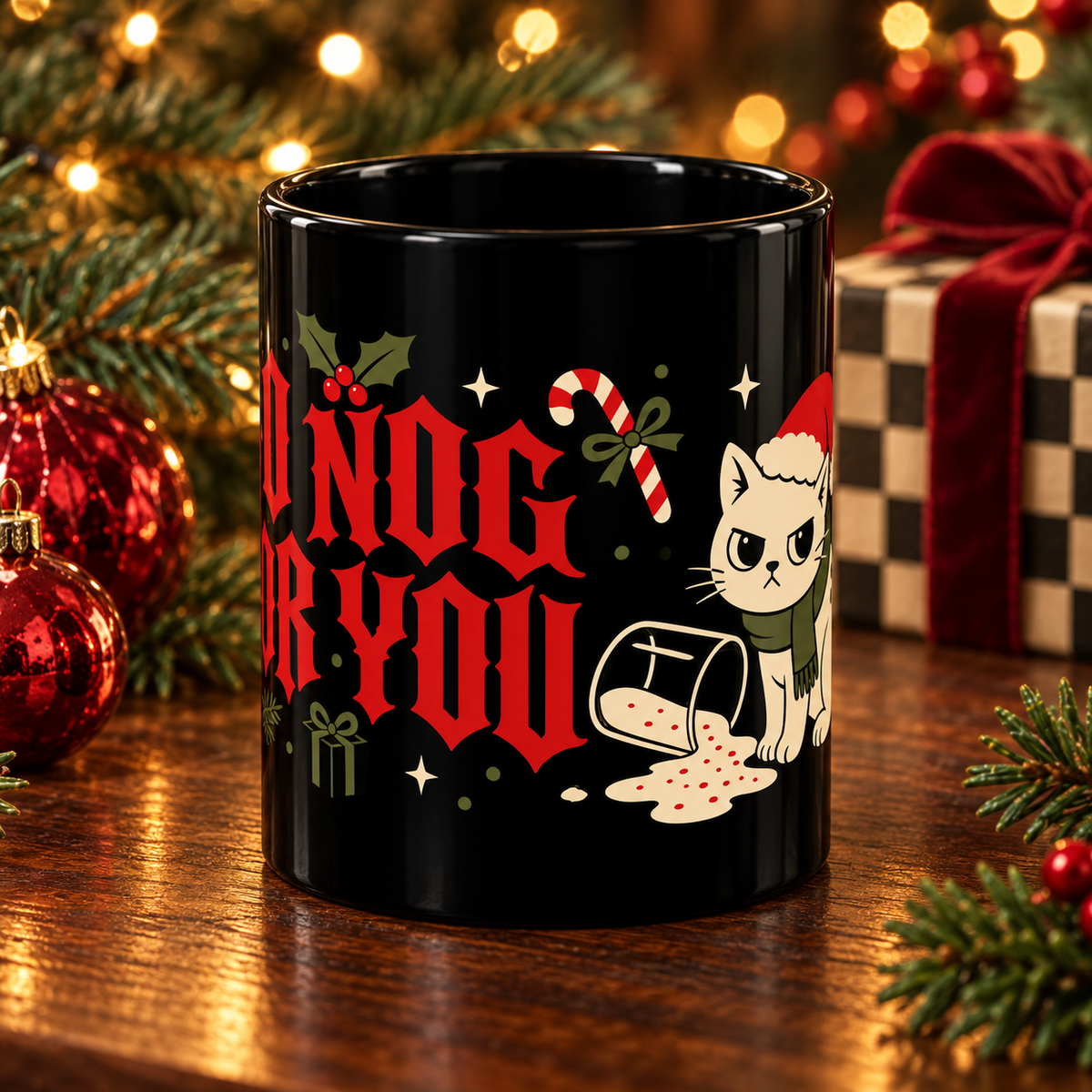 Naughty Cat Christmas Mug – “Naughty or Nice” Holiday Coffee Cup
