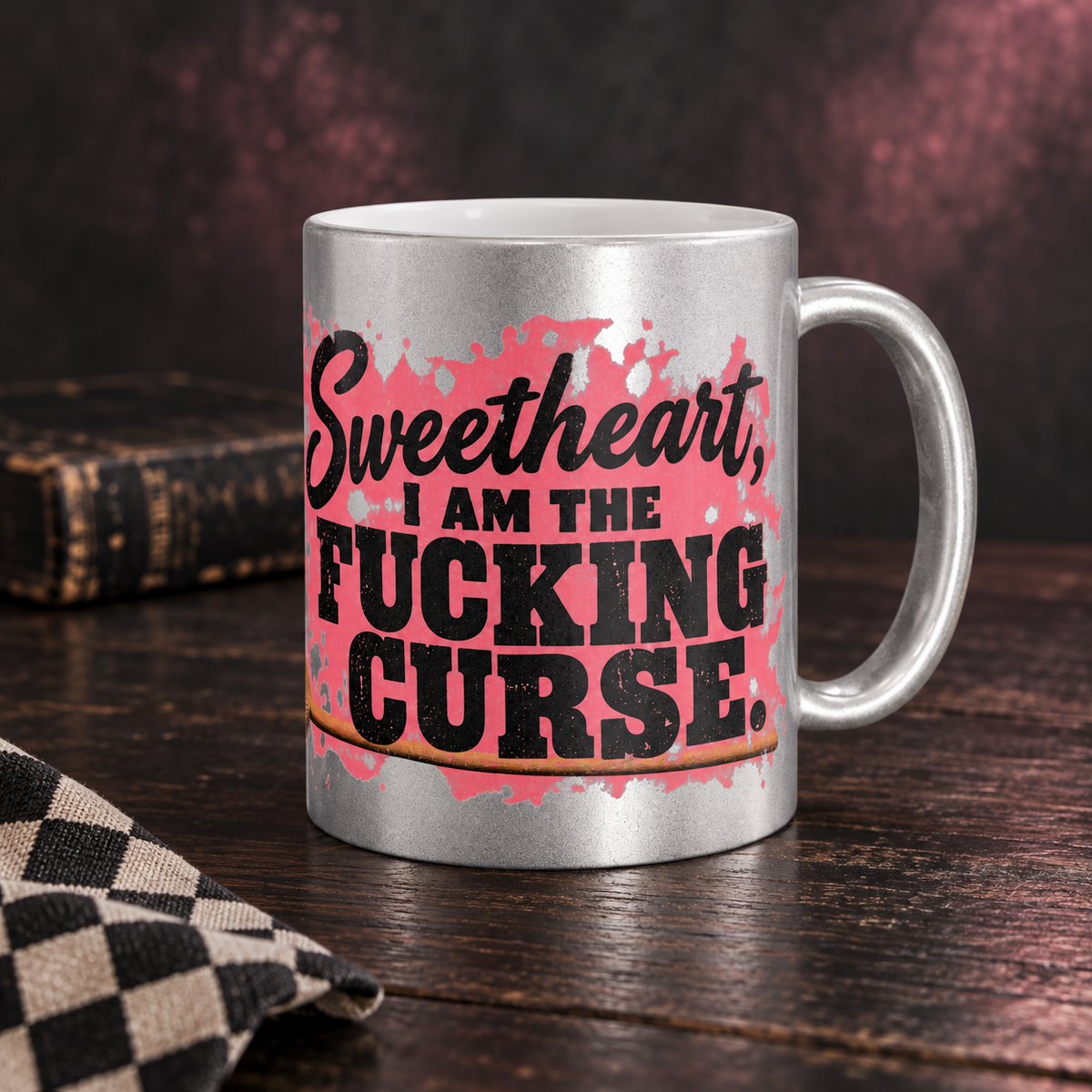 Funny Witch Silver and Pink 11 oz Ceramic Mug