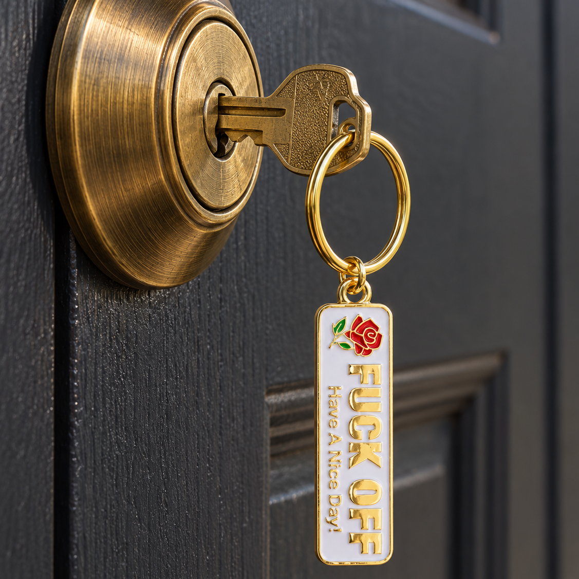 Go Away Have a Nice Day Enamel Keychain