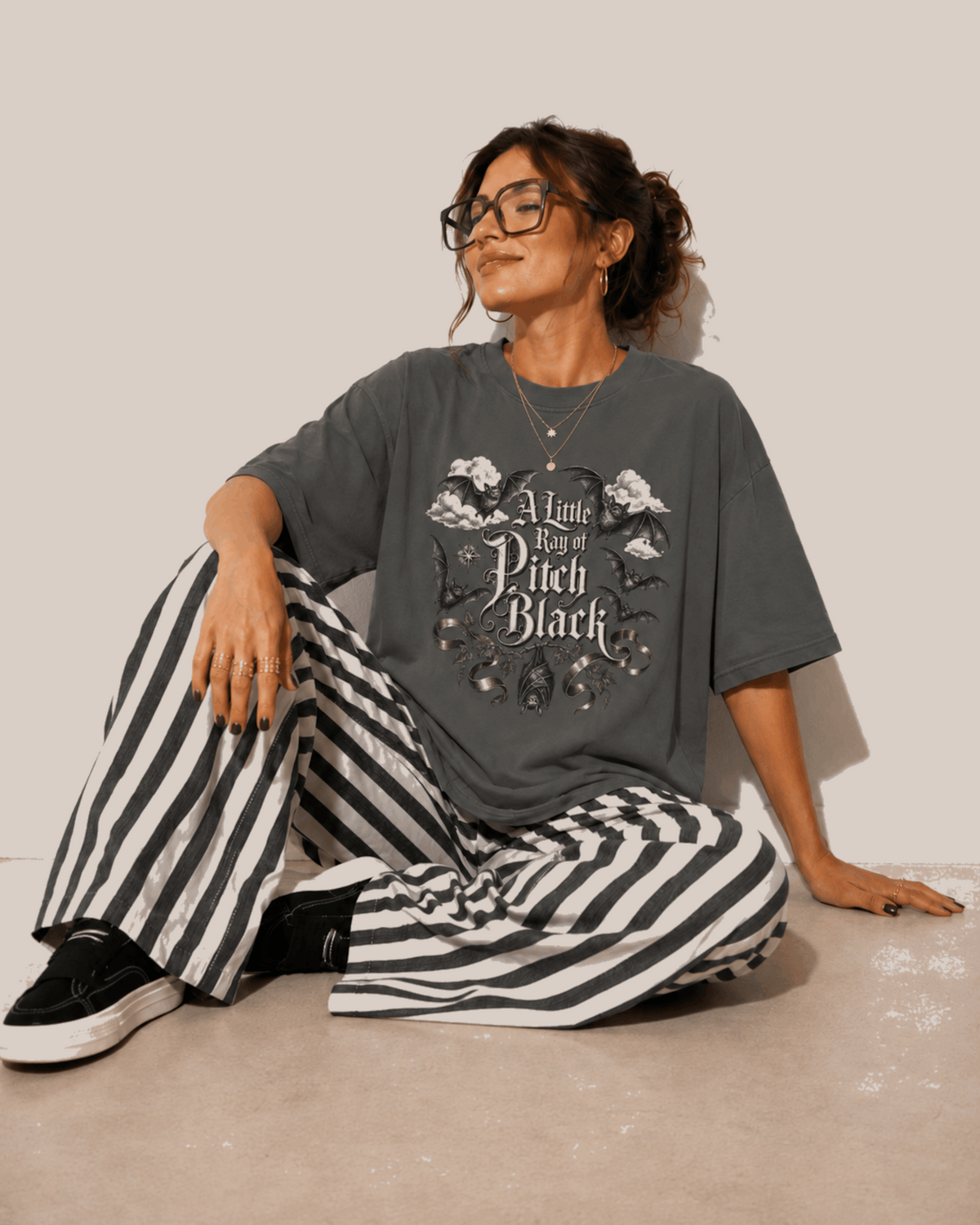 A Little Ray of Pitch Black Gothic Bat Comfort Colors 1717 T-Shirt