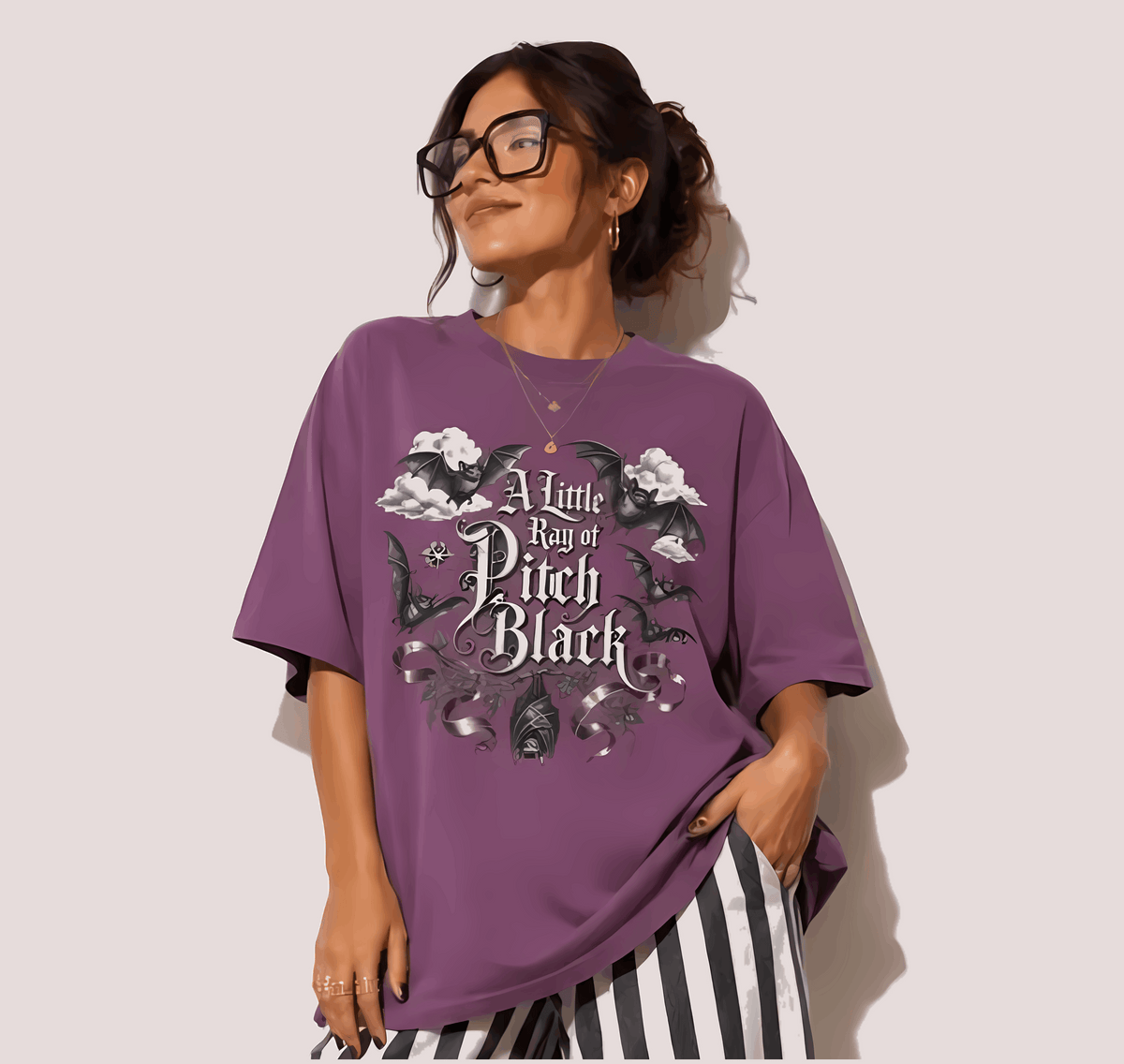 A Little Ray of Pitch Black Gothic Bat Comfort Colors 1717 T-Shirt