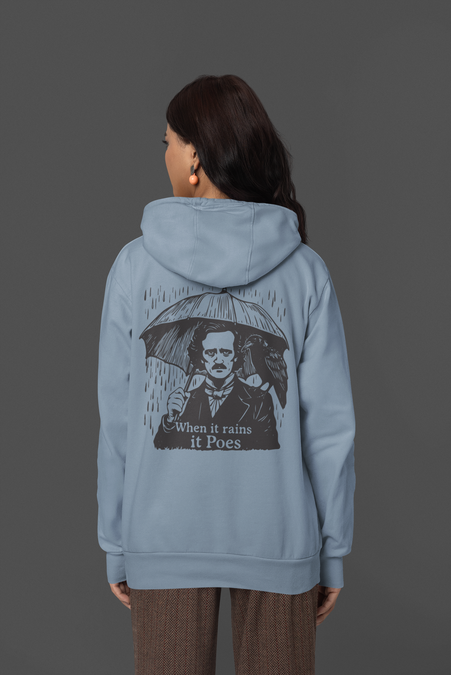 When It Rains It Poes - Edgar Allan Poe Graphic Hoodie | Unisex Softstyle Fleece