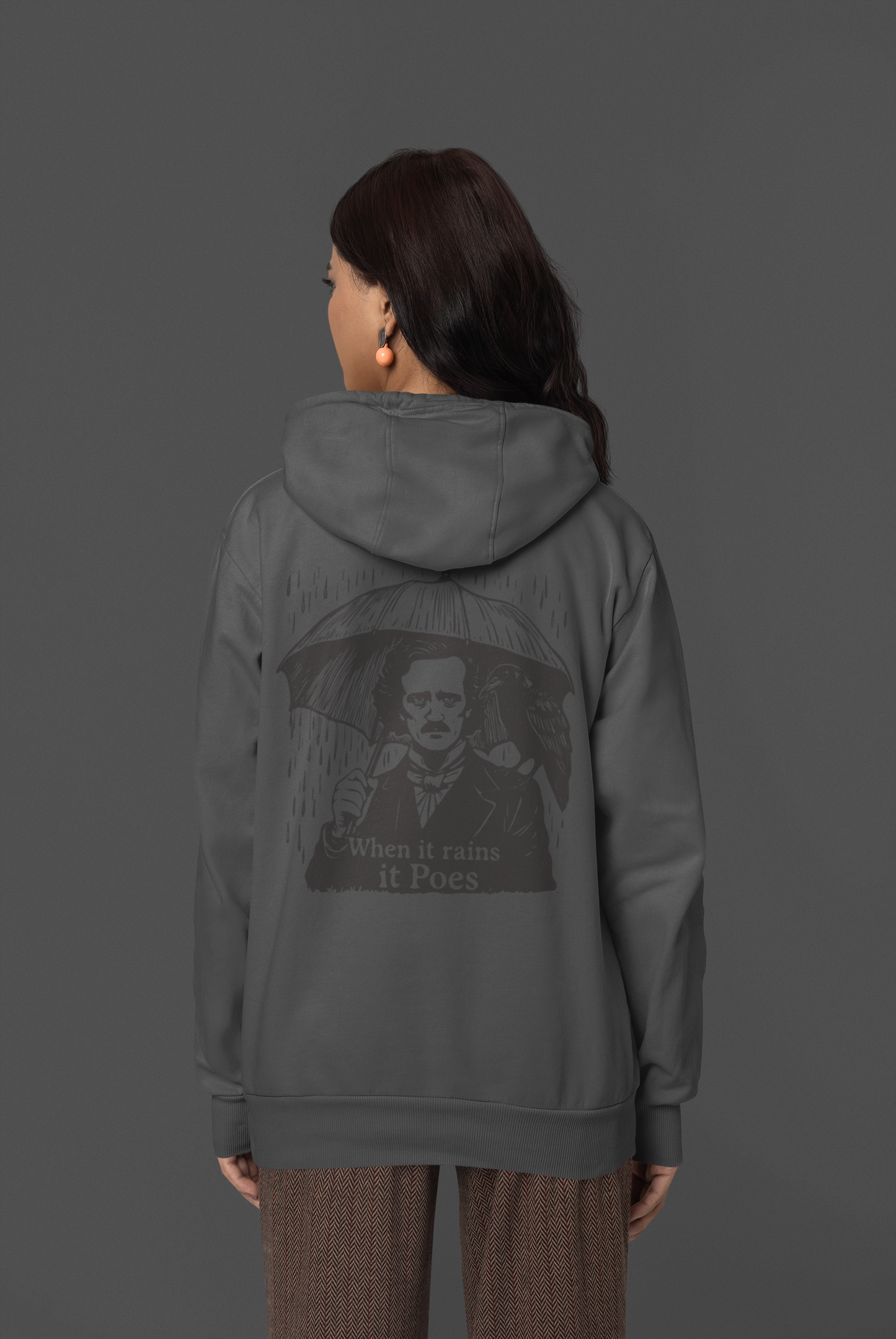When It Rains It Poes - Edgar Allan Poe Graphic Hoodie | Unisex Softstyle Fleece