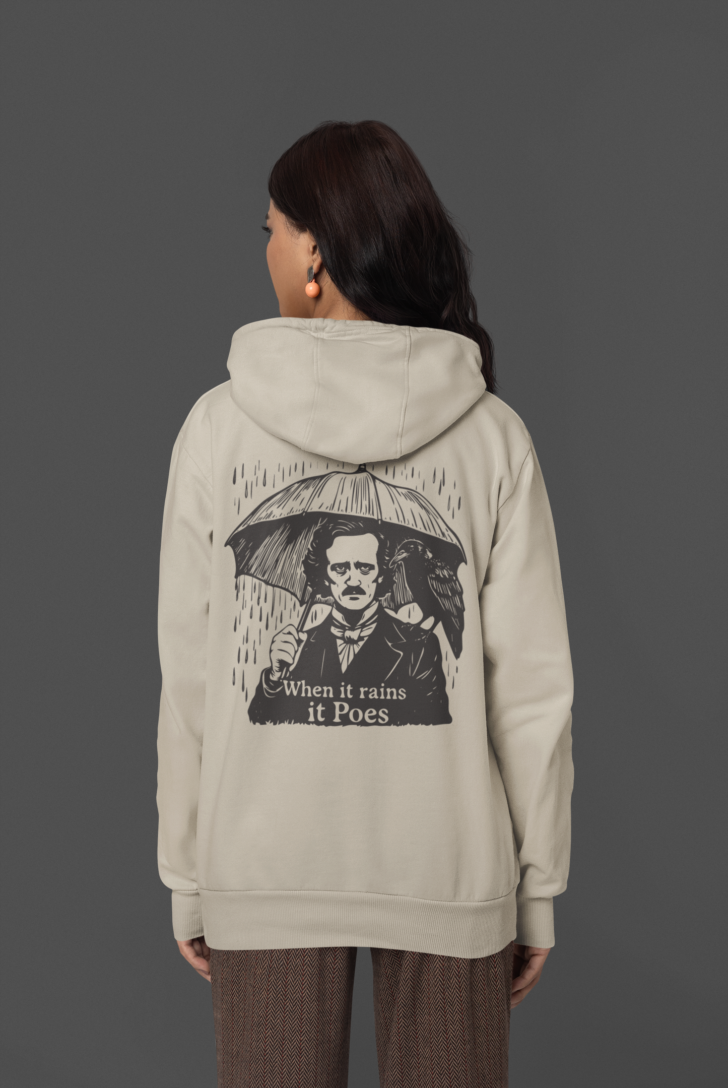 When It Rains It Poes - Edgar Allan Poe Graphic Hoodie | Unisex Softstyle Fleece