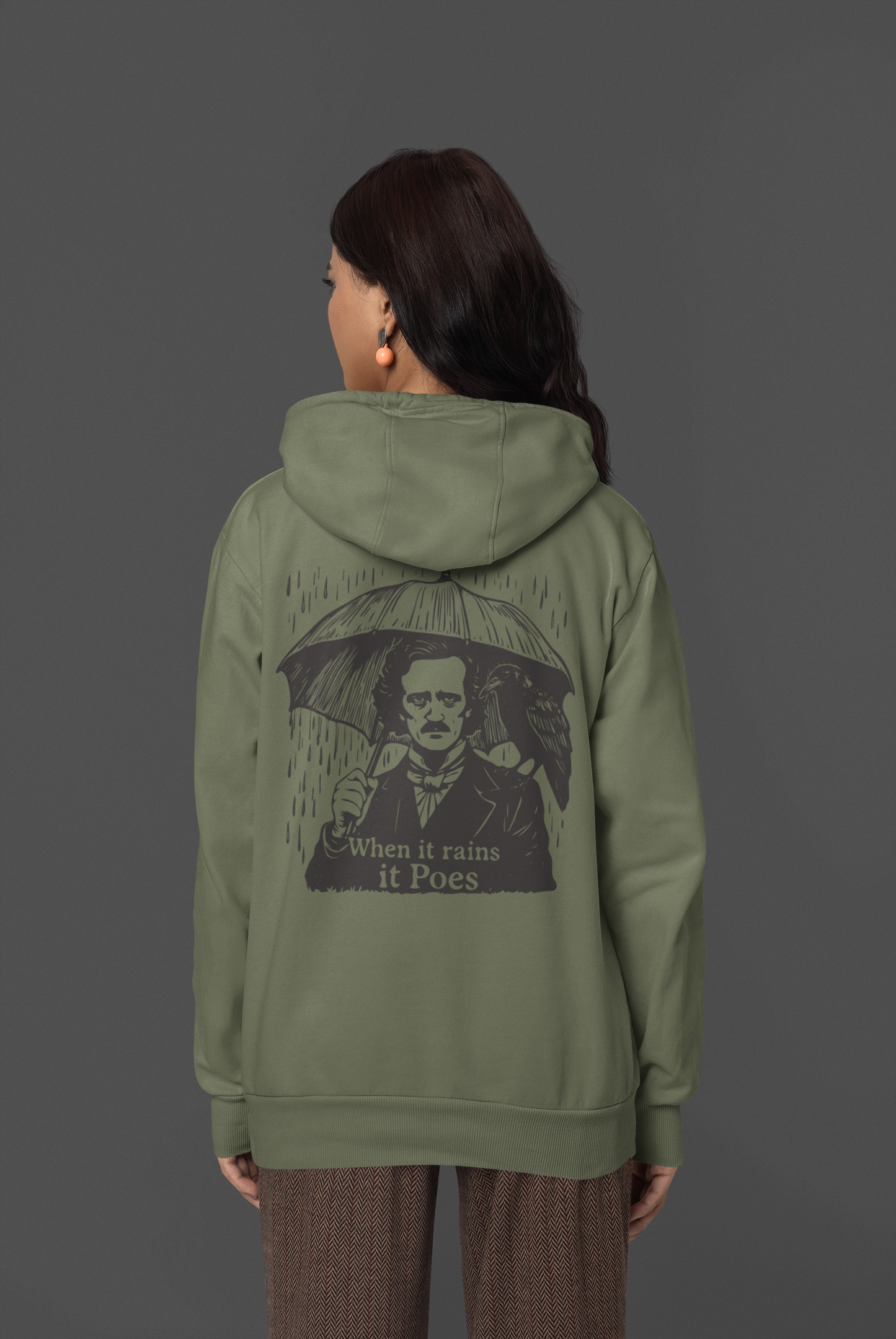 When It Rains It Poes - Edgar Allan Poe Graphic Hoodie | Unisex Softstyle Fleece