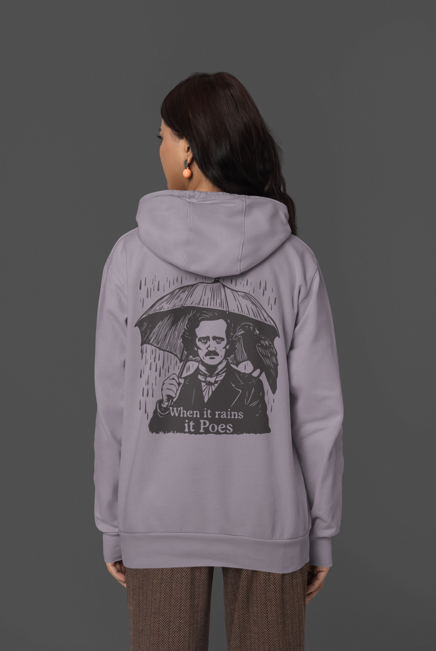 When It Rains It Poes - Edgar Allan Poe Graphic Hoodie | Unisex Softstyle Fleece