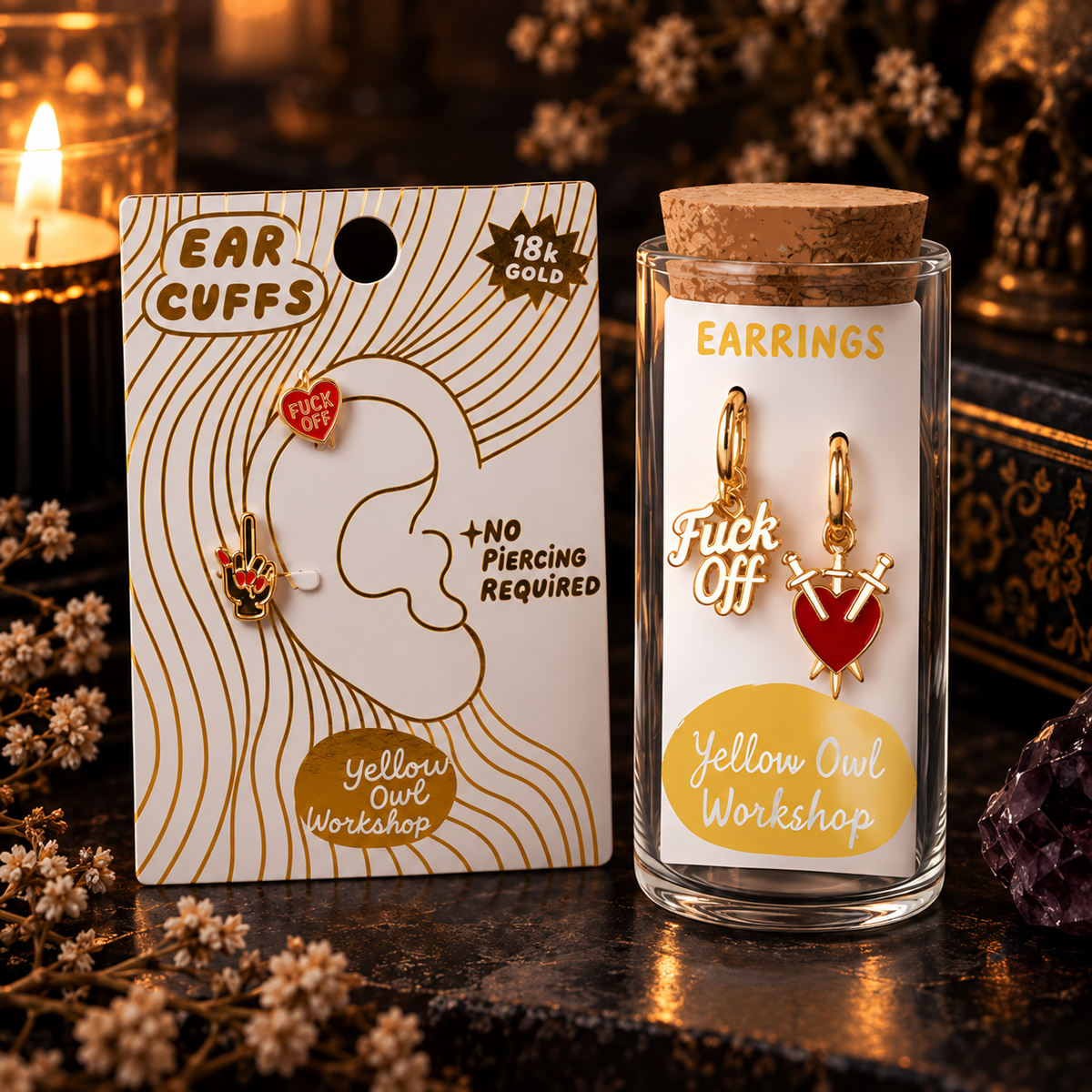 Yellow Owl Workshop ear cuff and mismatched hoop earring bundle together