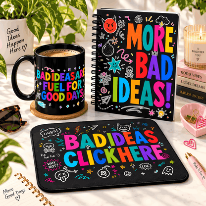 Bad Ideas Coworker Gift Set | Mug, Journal & Mouse Pad