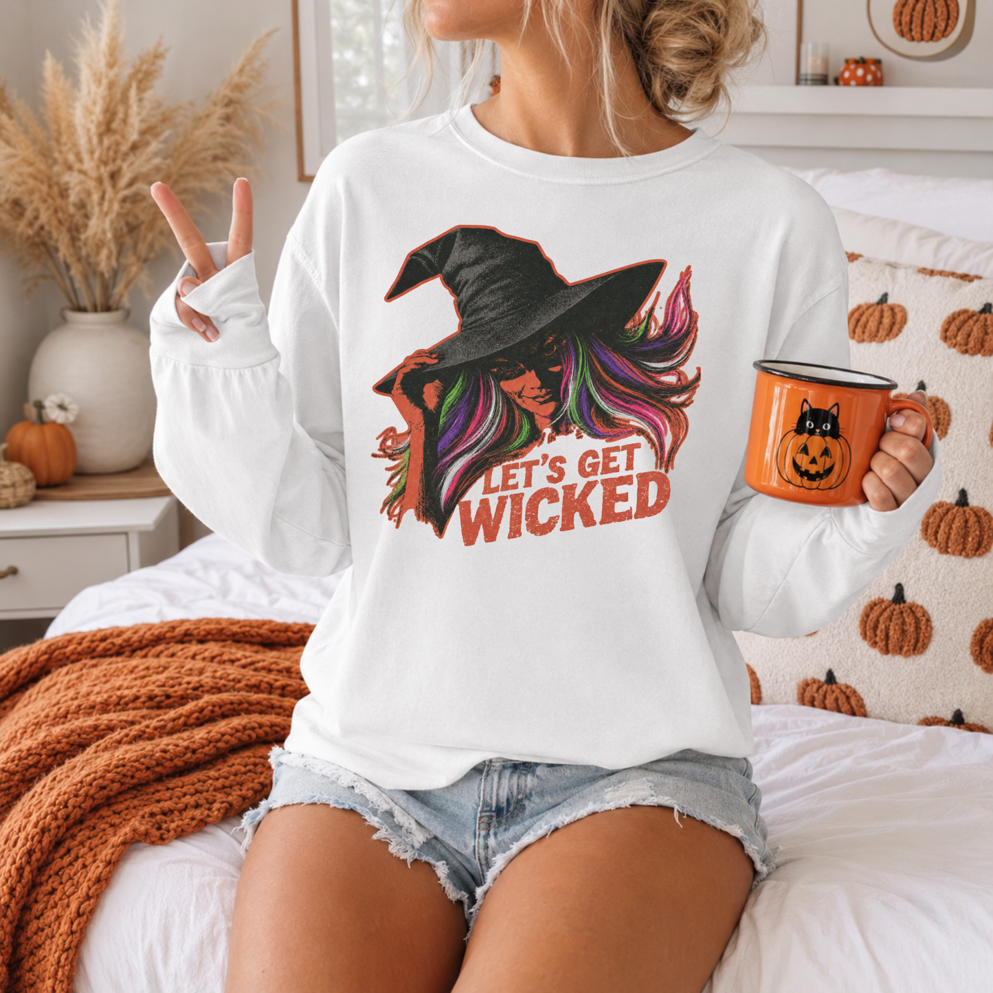Let’s Get Wicked Witch Shirt | Comfort Colors 1717 & 6014 Halloween Tee | Retro Witch Graphic Spooky Season Shirt