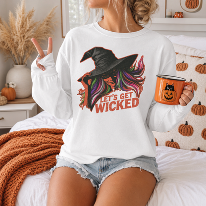 Let’s Get Wicked Witch Shirt | Comfort Colors 1717 & 6014 Halloween Tee | Retro Witch Graphic Spooky Season Shirt
